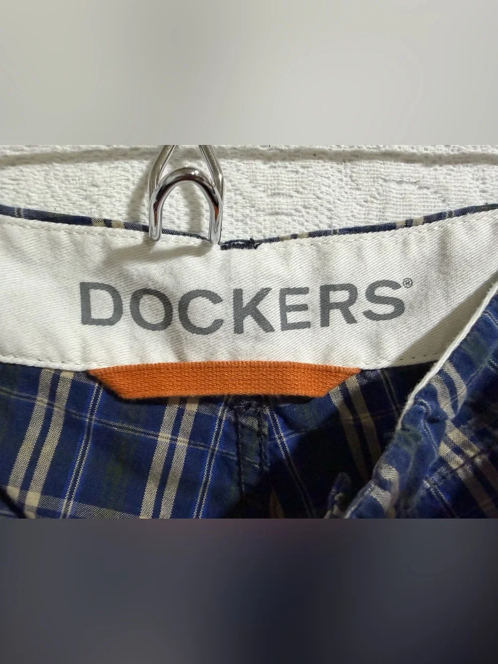 Dockers Men's Navy Plaid Cargo Shorts